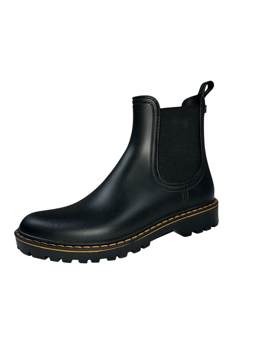 IGOR Trak Mate Women's Chelsea Rain Boot matte black yellow stitch rubber 39 8.5